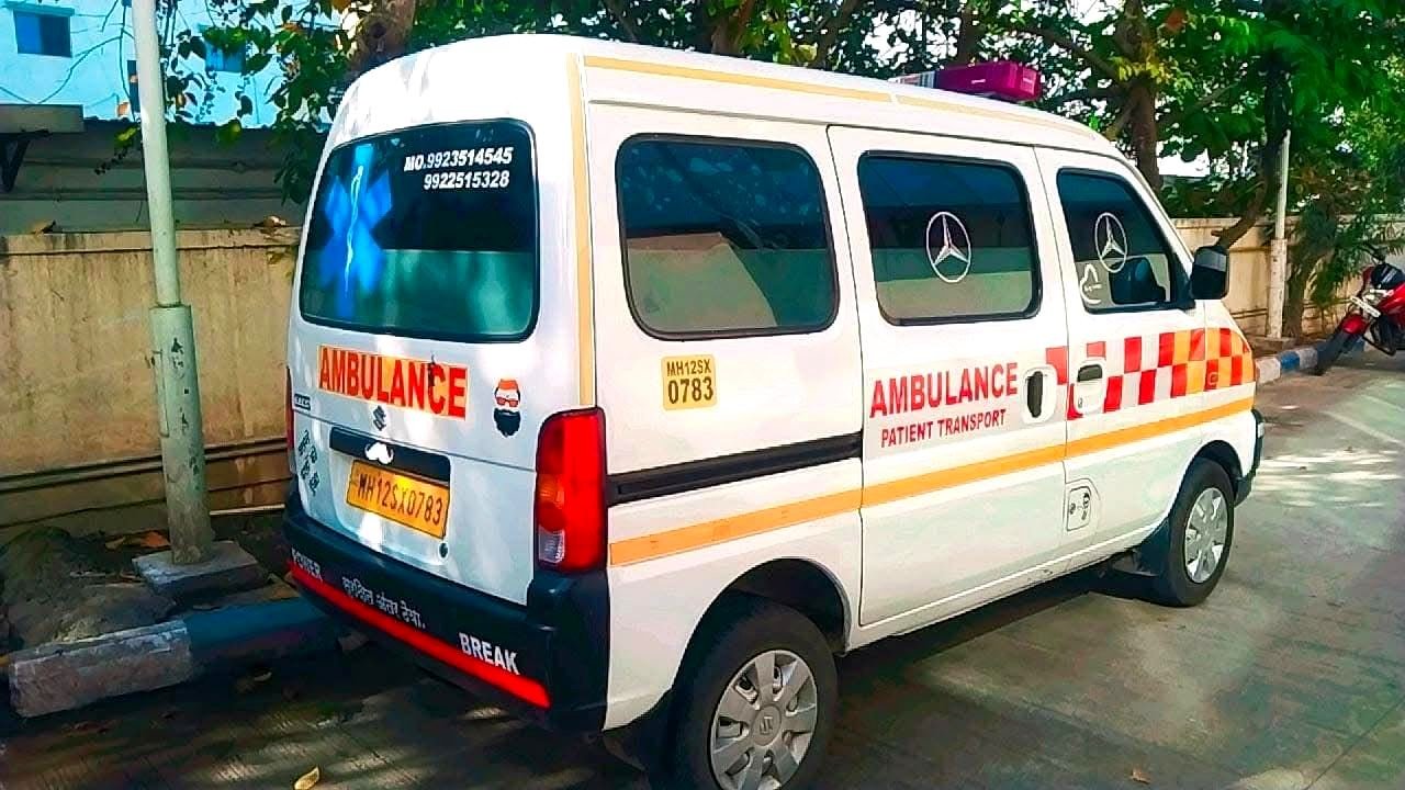Ambulance parked near residential area